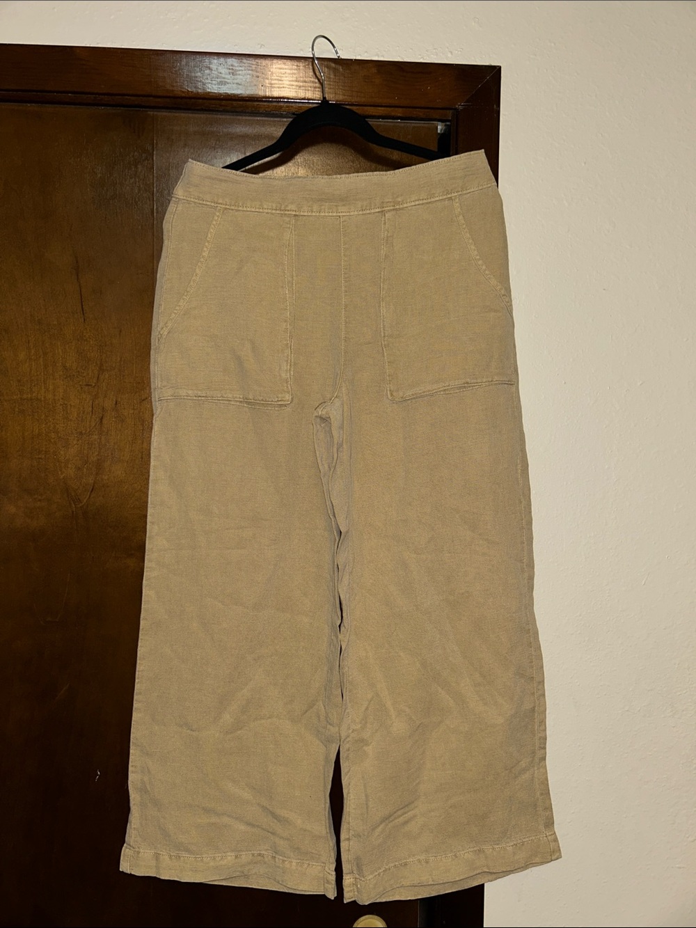 Cynthia Rowley Linen Blend Tan Wide-Leg Utility Pants- Medium